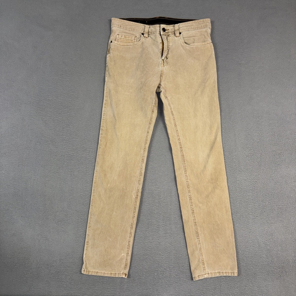 PrAna Pants Mens 32x32 (Fit 32x30) Brown Slim Straight Sustainer Cord Distressed